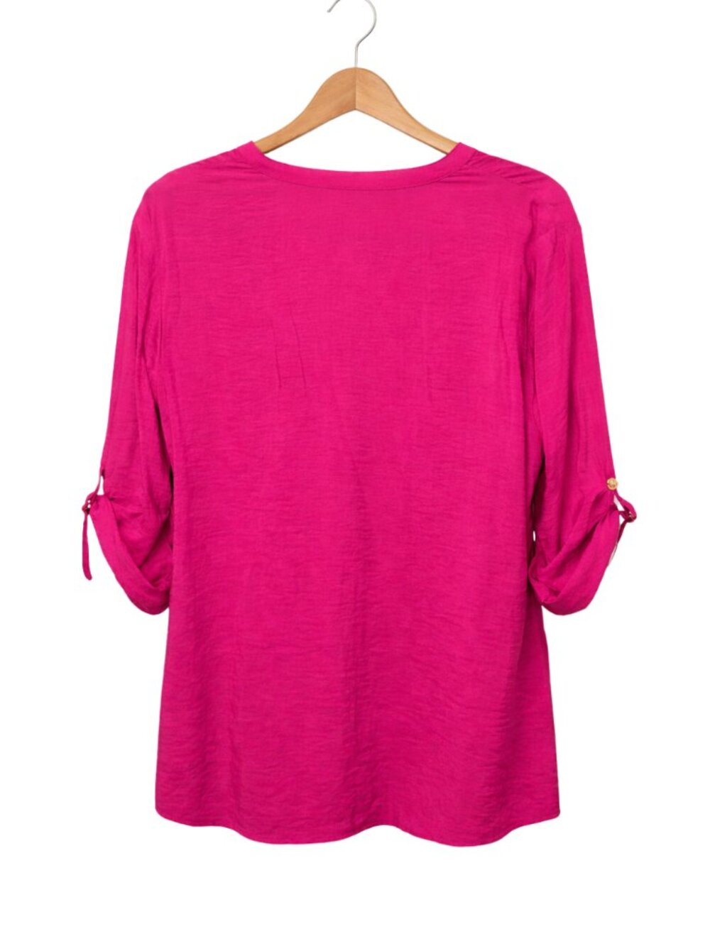 JM Collection Pink Crinkle Button Front Blouse Size 14 - Picture 3 of 4